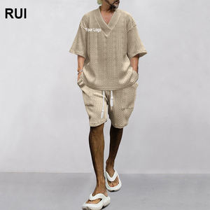 RUIQUWIN OEM T-shirt à manches courtes décontracté de luxe de haute qualité, short et col en V pour hommes, ensemble de survêtement d'été - Product Image 1