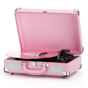 Tourne-disque portable rétro BT, lecteur de disques vinyles 3 vitesses, tourne-disque à courroie, tourne-disque vintage - Product Image 5