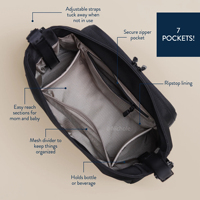 Sac à langer en nylon gonflé convertible personnalisé de qualité supérieure organisateur de caddie de poussette sac à langer bandoulière pour maman sac à langer pour poussette de bébé