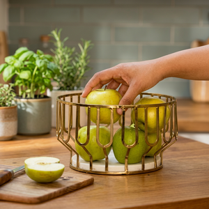 Corbeille à fruits ronde moderne 21x14x8cm – Conteneur de rangement de cuisine durable pour aliments, conception soudée à un seul niveau - Product Image 6