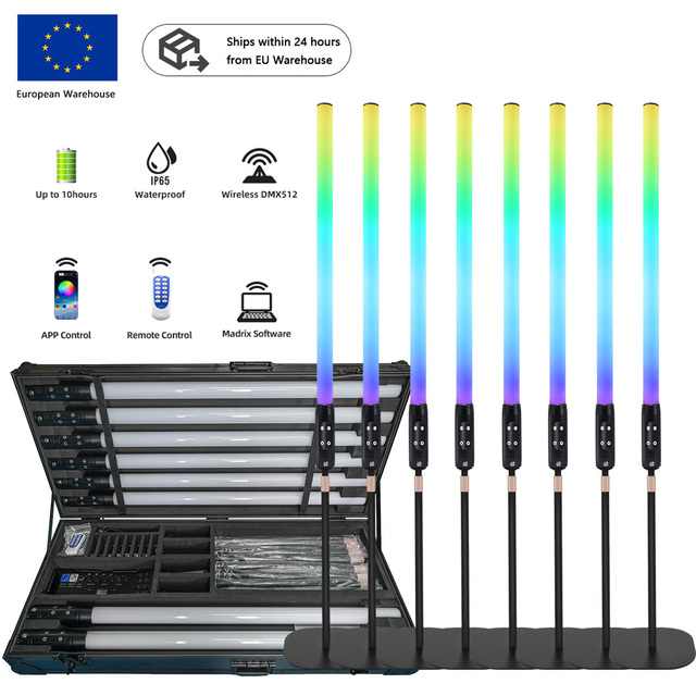 IP65 Waterproof 2.4G Wireless Battery 360 Pixel Tube DMX512 Artnet Remote Control RGB LED Pixel Bar Light for Dj Club Party