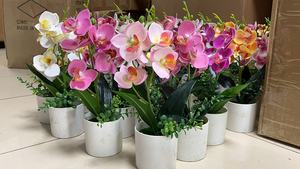 Dekorasi Rumah 27cm bunga anggrek Bonsai anggrek buatan dengan Pot - Product Image 5