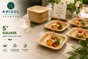 Platos Cuadrados Desechables de Hoja de Palma, Ecológicos, de Grado Alimenticio, con Patrón de Planta Grabado, Platos para Servir en Fiestas - Product Image 2