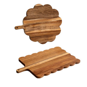 Juego de tablas de cortar de madera con asas, rectangular, de acacia, de doble cara, bandeja de servir para cocina, para queso y embutidos - Product Image 3