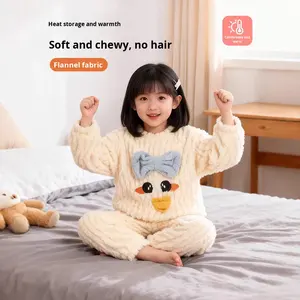 सर्दियों के बच्चे किशोर लड़कियों के लिए कार्टून, गर्म गर्म स्लीवलेवियर रात कपड़े पहने, लंबी आस्तीन वाली आस्तीन पजामा सेट - Product Image 3