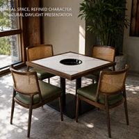 Ensemble de table et de chaises de restaurant au design minimaliste, robuste, durable et confortable, avec plateau en pierre frittée pour hôtel et banquet