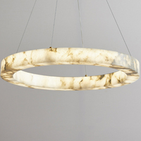 Lustre de luxe en albâtre circulaire, luminaire de plafond en marbre naturel pour hôtel, restaurant, salon, lampe suspendue, îlot de cuisine