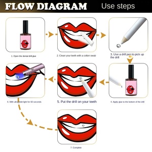 Flashy panas bergaya Gadis datar hitam kaca kristal gigi permata Kit trendi seni gigi berlian dekorasi perhiasan setelan - Product Image 6