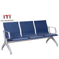 Chaise d'attente 3 places en PU avec structure métallique renforcée MT MEDICAL pour hôpitaux et aéroports