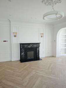 Cheminée à gaz autoportante moderne de designer, faite à la main, avec <span class=keywords><strong>insert</strong></span> en marbre <span class=keywords><strong>pour</strong></span> salon intérieur - Product Image 4