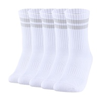 Chaussettes de sport blanches pour hommes OUYJIA, en coton, anti-humidité, séchage rapide, rembourrées, rayées, anti-odeur, décontractées, pour le quotidien et le golf