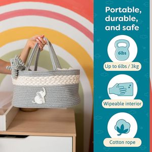 Organisateur de couches KUYEU, panier portable pour bébé, organisateur de rangement pour couches avec compartiments, panier à couches pour bébé pour le changement 0.8 - Product Image 4