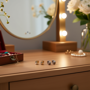 Pendientes de clip de acero inoxidable en tono dorado y plateado de 6 mm, joyería de moda para mujeres y hombres - Product Image 3