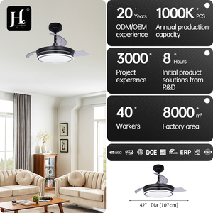 Modern interior decoration 42-inch 3-blade <b>remote</b> <b>control</b> bedroom <b>light</b>-emitting diode invisible <b>ceiling</b> fan with lamp - Product Image 4