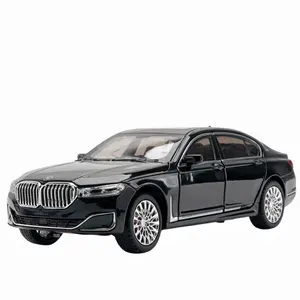 Diecast model cars BMW 760LI metal toy cars with sound and light pullback decorate ornament Coche modelo del metal