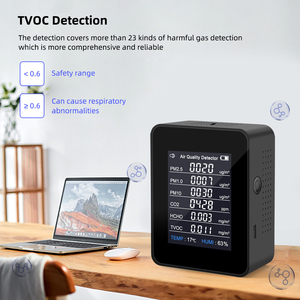 Détecteur de qualité de l'air numérique LCD Hedao ZN-AZ-2CO7 8 en 1, analyseur de gaz PM2.5/PM1.0/PM10/CO2/TVOC/HCHO/Temp/Humi - Product Image 2