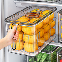 Moderne diepvries- en koelkastopbergcontainers, transparante, voedselveilige rechthoekige dozen voor groenten, fruit en keukengebruik.