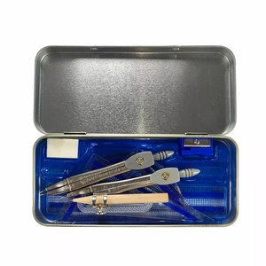 Juego de geometría matemática de 9 piezas con caja de almacenamiento irrompible, incluye 2 compases, regla, borrador, sacapuntas - Product Image 6