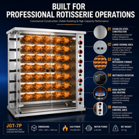 Rôtissoire Commerciale Double Alimentation Gaz-Électrique, Capacité 48 Poulets, 8 Brochettes, Acier Inoxydable 304