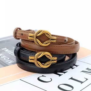 Ceinture en cuir Mifaktory noire avec boucle à nœud doré, réglable, pour femme, style classique, accessoire de mode - Product Image 6