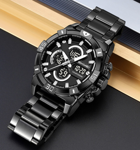Nouvelle montre SKMEI, montre à double fuseau horaire, bracelet en acier inoxydable, montre numérique de luxe résistante à l'eau pour hommes - Product Image 2