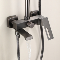 Kit de douche en laiton avec fonction pluie douce en céramique, filtre anti-calcaire et anti-colmatage, finition brossée, construction durable pour usage extérieur