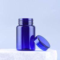 Bouteille de pilules en plastique PET capsule bleue 100cc pour le stockage des suppléments emballage bouteille de vitamine