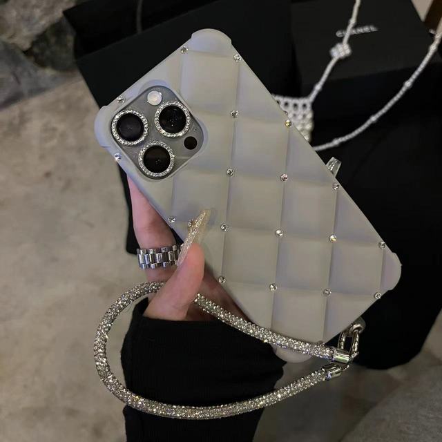 Glitter Shiny Lady Girls Fashion Luxury Glitter Diamond Case With Strap for iPhone 16 Pro Max 15 Chain Strap Phone Holder Cover