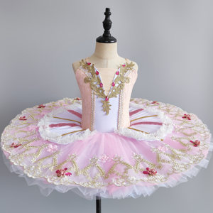 Falda tutú <span class=keywords><strong>de</strong></span> ballet profesional para niños, <span class=keywords><strong>de</strong></span> hilo esponjoso, con tirantes, diseño Pequeño Cisne, para actuaciones en escenario - Product Image 1