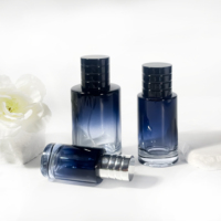 Offre Spéciale personnalisé couleur dégradé bleu cylindre verre vaporisateur atomiseur boîte cosmétique bouteille de parfum de luxe 30ml 50ml 100ml
