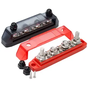 Busbar 4 x 3/8in Studs and 6 x #8 Screw Terminals Power Distribution Block with Ring Terminals