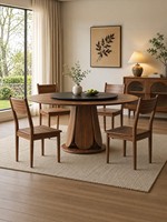 Ensemble de table et chaises rondes de style moderne minimaliste en bois massif avec plateau rotatif, haut de gamme, adapté à la maison et aux hôtels