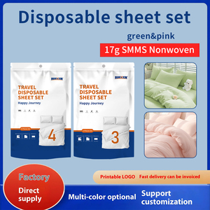 Xách Tay Vua Kích Thước Bộ Đồ Giường Đặt Dùng Một Lần Tấm Gối Và Vỏ Chăn Cho Du Lịch Và Khách Sạn Đồng Bằng Phong Cách - Product Image 6