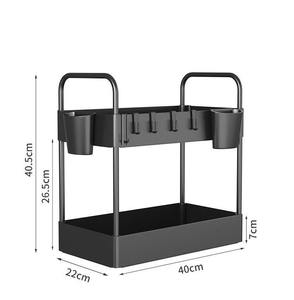 Étagère de <span class=keywords><strong>rangement</strong></span> sur pied avec 5 crochets, support de <span class=keywords><strong>rangement</strong></span> <span class=keywords><strong>sous</strong></span> <span class=keywords><strong>évier</strong></span>, étagère à épices de <span class=keywords><strong>cuisine</strong></span> - Product Image 3