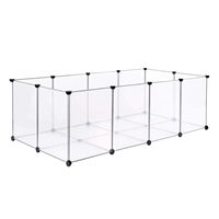 Parc pour animaux de compagnie moderne pliable en fer et PP transparent, 20 panneaux, imperméable, écologique, durable, pour usage intérieur, montage facile