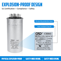 Condensateur de démarrage de moteur de compresseur de climatisation CRD CBB65 60+15uF 300VAC à double fonctionnement, boîtier en aluminium /,ROHS