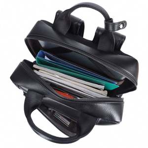 Sac à dos pour ordinateur portable en cuir véritable de conception anglaise, sac à dos souple pour affaires, noir, tendance, sac à dos d'école pour hommes et femmes - Product Image 2