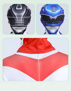 Costume da Cosplay <span class=keywords><strong>Power</strong></span> <span class=keywords><strong>Rangers</strong></span> per Halloween, Tuta ad Alta Elasticità Resistente allo Stiramento in Tessuto Milk Silk - Product Image 3