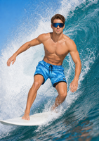 Short de bain 2-en-1 pour homme, double couche, polyester, imprimé requin, avec doublure de compression, séchage rapide, pour la plage