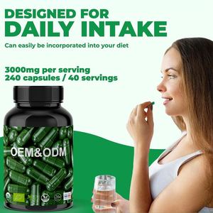 Fabrieksverpakte glutenvrije <span class=keywords><strong>capsules</strong></span> van 500 mg en 750 mg, <span class=keywords><strong>anti</strong></span>-inflammatoire, pure, biologische, natuurlijke spirulina-algen, afslankcapsules - Product Image 3