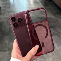 Casing HP iPhone 18 Pro Max Burgundy Wine Red untuk iPhone 17, Pelindung Ponsel Magnetik All Inclusive
