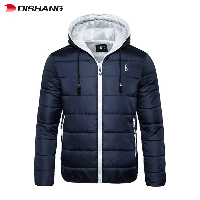Men's Fashion Trend Winter Cotton Coat Hooded Solid Color Fashion Coat Jacket