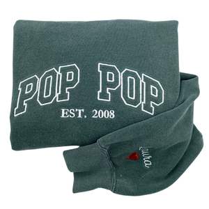 Custom Varsity Letter Sweatshirt <strong>Hoodie</strong> Custom <strong>Wifey</strong> Embroidered Sweatshirt with EST Date Initial on Sleeve - Product Image 4