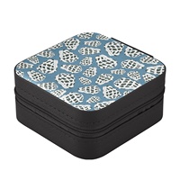 Forme carrée Design personnalisé Hawaii Imprimer Portable Boîte de rangement à bijoux Boîte à fermeture éclair Boîte de rangement de bijoux en cuir Pu avec logo