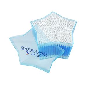 <span class=keywords><strong>Coton</strong></span>-tiges en plastique bleu de qualité supérieure, 500 pièces, double tête ronde, étoile à cinq branches, emballage en boîte de rangement - Product Image 6