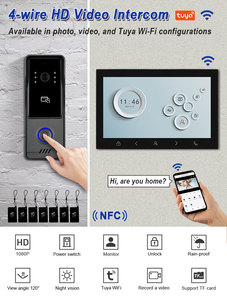Sonnette vidéo avec écran IPS de 10 pouces, <span class=keywords><strong>interphone</strong></span> de haute qualité, <span class=keywords><strong>meilleur</strong></span> prix, résolution 1080p, WiFi, application Tuya, carte IC, étanche - Product Image 5