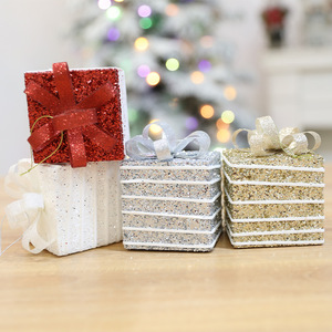 Caja de Regalo Navideña Decorativa con Rayas, Adorno Colgante para Árbol de Navidad, Accesorio Decorativo en Forma de Caja de Regalo - Product Image 4