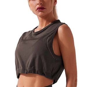 Camiseta Deportiva Personalizada con Logotipo para Mujer, Top de Gimnasio sin Mangas, Chaleco de Entrenamiento de Verano, Camiseta sin Mangas con Parte Inferior Elástica - Product Image 6