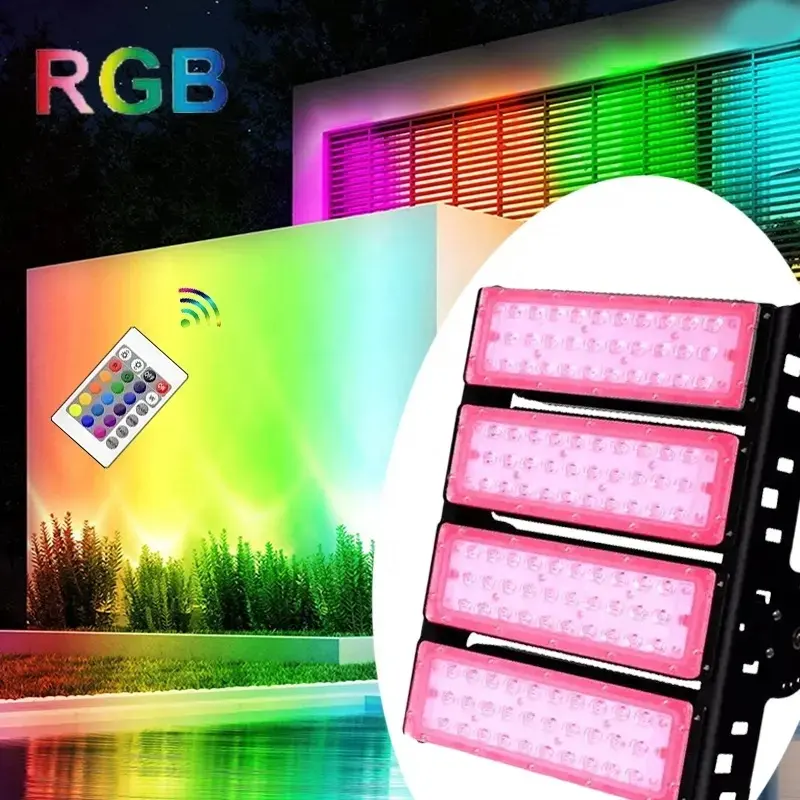 Açık IP65 su geçirmez 150W Led projektör uzaktan kumanda ile RGB renkli DMX512 harici kontrol led modülü spor stadyum aydınlatma