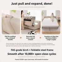 Canapé-lit convertible moderne en tissu avec cadre pliable et matelas confortable, plusieurs options de taille
